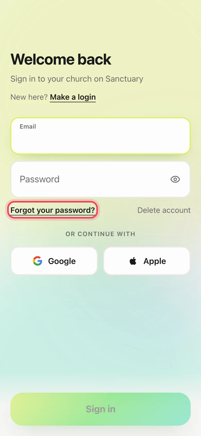Create your account: Already have an account?