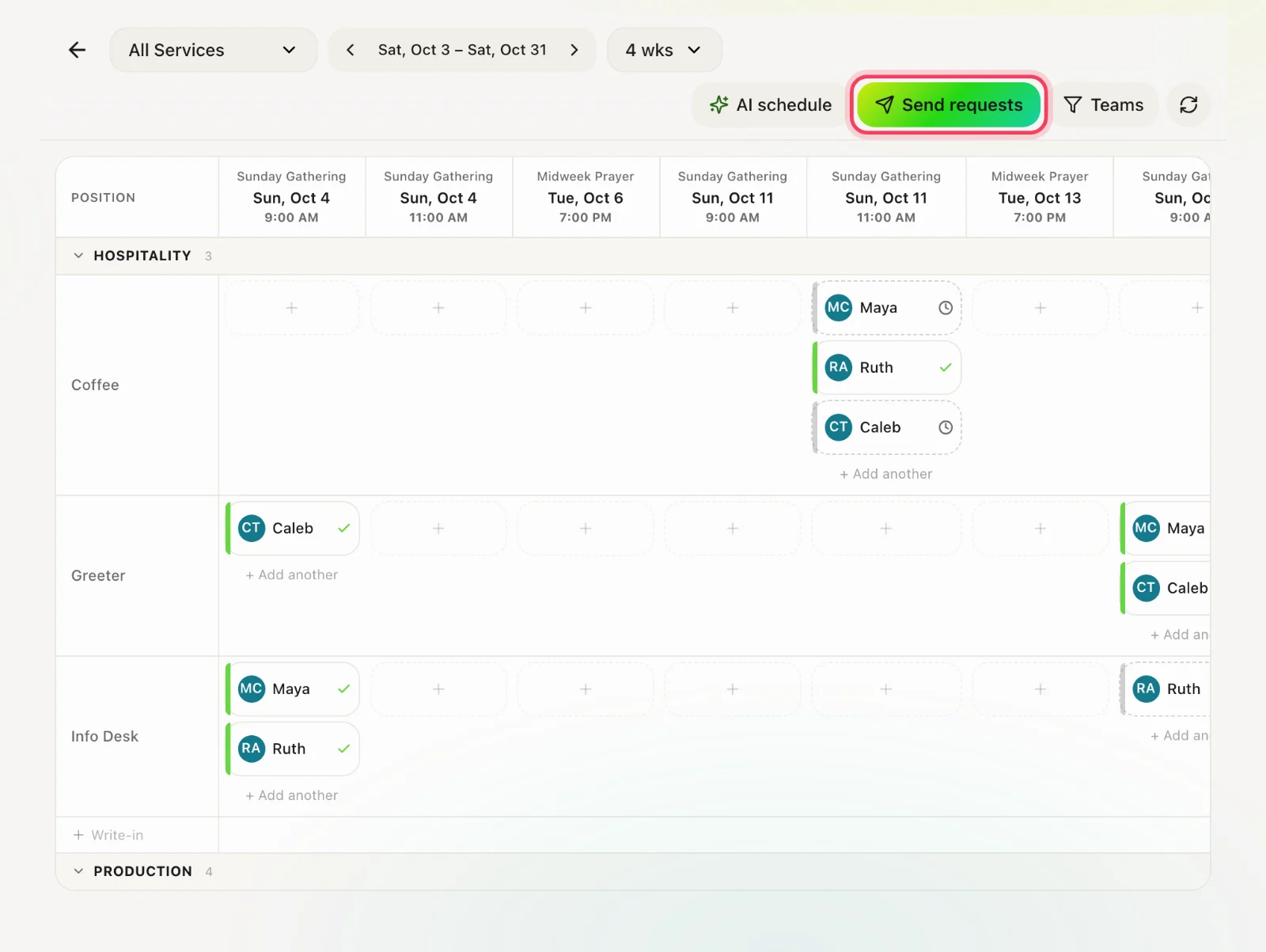 Using the Matrix: Send a schedule drop