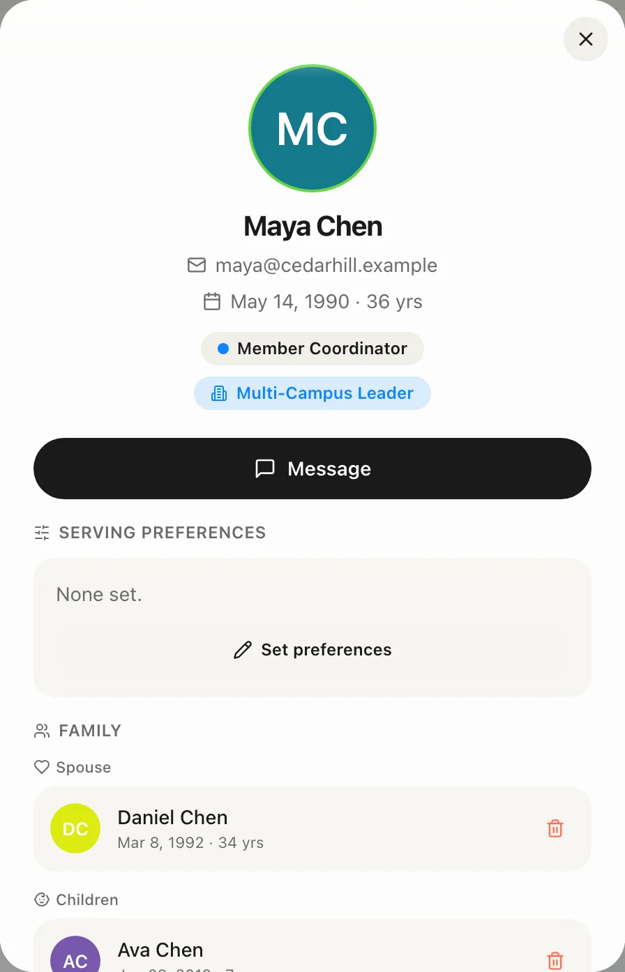 Removing members: Open the member